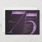 Invitation Parties scintillant moderne minimaliste violet 75e (Devant)