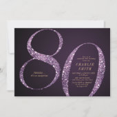 Invitation Parties scintillant moderne minimaliste violet 80e (Devant)