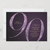 Invitation Parties scintillant moderne minimaliste violet 90e (Devant)