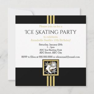 Invitation Parties scintillant moderne Noir et Or Partie de p