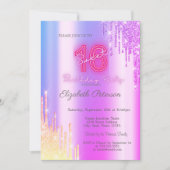 Invitation Parties scintillant moderne Ombre Violet Drips Neo (Devant)