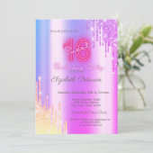 Invitation Parties scintillant moderne Ombre Violet Drips Neo (Debout devant)