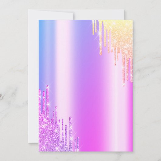 Invitation Parties scintillant moderne Ombre Violet Drips Neo (Dos)