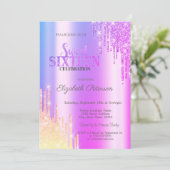 Invitation Parties scintillant moderne Ombre Violet Drips Swe (Debout devant)