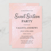 Invitation Parties scintillant moderne rose Fille Géométrique (Devant / Derrière)