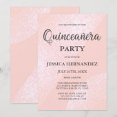 Invitation Parties scintillant moderne rose fille Quinceañera (Devant / Derrière)