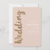 Invitation Parties scintillant moderne Rose or Blush Mariage  (Devant)
