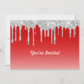 Invitation Parties scintillant moderne rouge argent Drivers A (Devant)