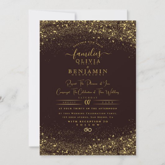 Invitation Parties scintillant moderne Sparkly Gold Foil Chic (Devant)