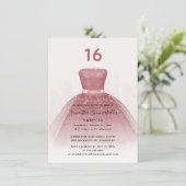 Invitation Parties scintillant moderne Sweet 16 Script Rose o (Debout devant)
