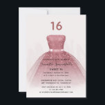 Invitation Parties scintillant moderne Sweet 16 Script Rose o<br><div class="desc">Doté d'une jolie robe rose vif et d'une parties scintillant d'or faux rose avec des scripts modernes et une typographie populaire,  cette invitation à l'anniversaire est parfaite pour une princesse célébrant son 16ème anniversaire. Remplacez facilement les détails de la fête en cliquant sur le bouton "Personnaliser" ci-dessus.</div>