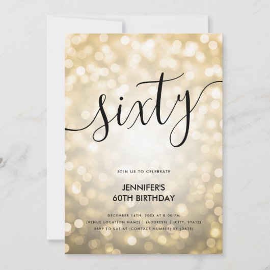 Invitation Parties scintillant moderne tout en un or Lumières (Devant)