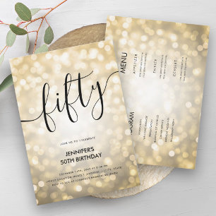 Invitation Parties scintillant moderne tout en un or Lumières