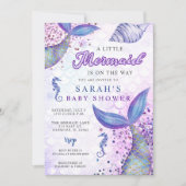 Invitation Parties scintillant moderne violet rose Baby showe (Devant)