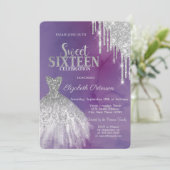 Invitation Parties scintillant modernes en argent, Robe Viole (Debout devant)