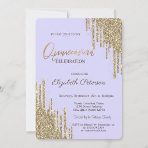 Invitation Parties scintillant modernes Lavander Quinceañera