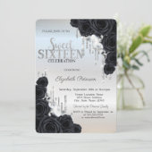 Invitation Parties scintillant modernes Lecteurs Roses noirs  (Debout devant)