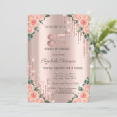 Invitation Parties scintillant modernes  Rose Floral Gold 85e (Debout devant)