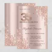 Invitation Parties scintillant modernes Rose Gold 35e anniver (Devant / Derrière)
