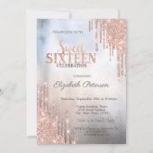 Invitation Parties scintillant modernes Rose Gold Metallic Sw (Devant)