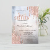 Invitation Parties scintillant modernes Rose Gold Metallic Sw (Debout devant)