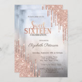 Invitation Parties scintillant modernes Rose Gold Metallic Sw (Devant / Derrière)