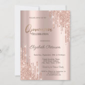 Invitation Parties scintillant modernes Rose Gold Quinceañera (Devant)