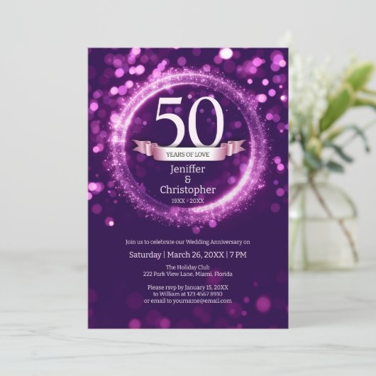 Invitation Parties scintillant Modifier Année Nom Mariage Ann (Debout devant)