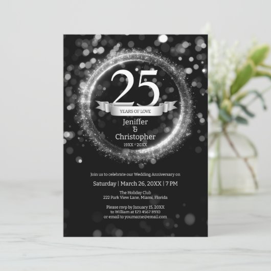Invitation Parties scintillant Modifier Année Nom Mariage Ann (Debout devant)