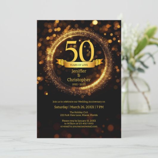 Invitation Parties scintillant Modifier Année Nom Mariage Ann (Debout devant)