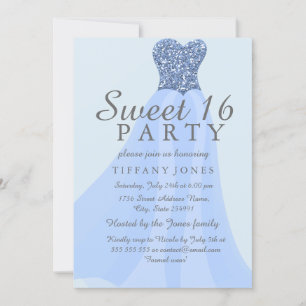 Invitation Parties scintillant mousseuse bleu Gown Sweet 16 I