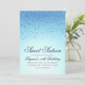 Invitation Parties scintillant mousseuse bleue Douce 16 fête  (Debout devant)