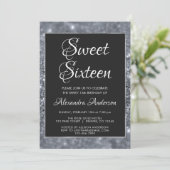 Invitation Parties scintillant mousseuse en argent douce 16 A (Debout devant)