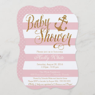 Invitation Parties scintillant Nautique Baby shower fille Inv