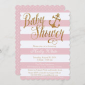 Invitation Parties scintillant Nautique Baby shower fille Inv (Devant / Derrière)