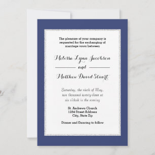 Invitation Parties scintillant Navy & Faux encadrée - Faire-p