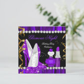 Invitation Parties scintillant nocturne de flamor violet Gold (Debout devant)