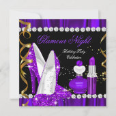 Invitation Parties scintillant nocturne de flamor violet Gold (Devant)