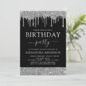 Invitation Parties scintillant Noir Argent Moderne N'importe  (Debout devant)