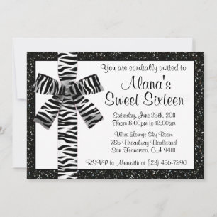 Invitation Parties scintillant noir et blanc avec 