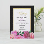 Invitation Parties scintillant noir et blanc et Mariage Roses (Debout devant)