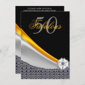 Invitation Parties scintillant Noir et Or Fabuleux 50e annive (Devant / Derrière)
