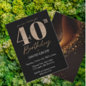 Invitation Parties scintillant Noir et Or Flèche 40e annivers