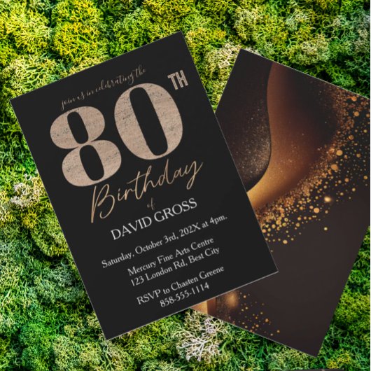 Invitation Parties scintillant Noir et Or Tourbillon 80e anni