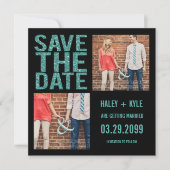 Invitation Parties scintillant noir et turquoise Enregistrer  (Devant)