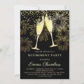 Invitation Parties scintillant Noir Gold de la partie de retr (Devant)