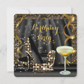 Invitation Parties scintillant Noir Or Haut talons Champagne  (Devant)