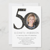 Invitation Parties scintillant noire 50 & Fabuleux anniversai (Devant)