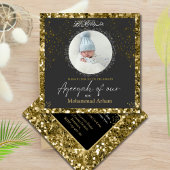 Invitation Parties scintillant noire Aqeeqah- Aqiqah- Invitat