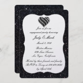 Invitation Parties scintillant noire Black Heart Engagement I (Devant / Derrière)